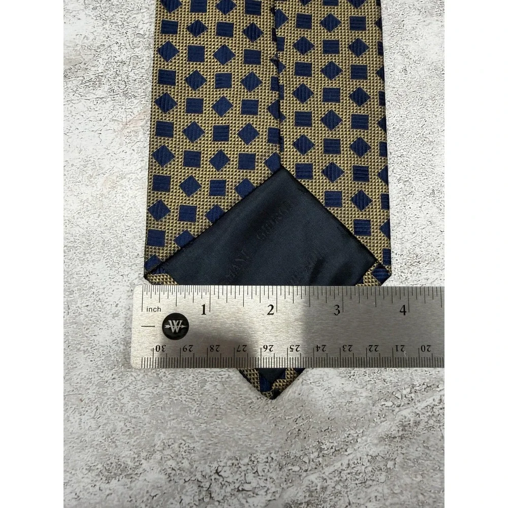 Giorgio Armani Tie Mens One Size Gold‎ Geometric 100% Silk Made Italy Designer